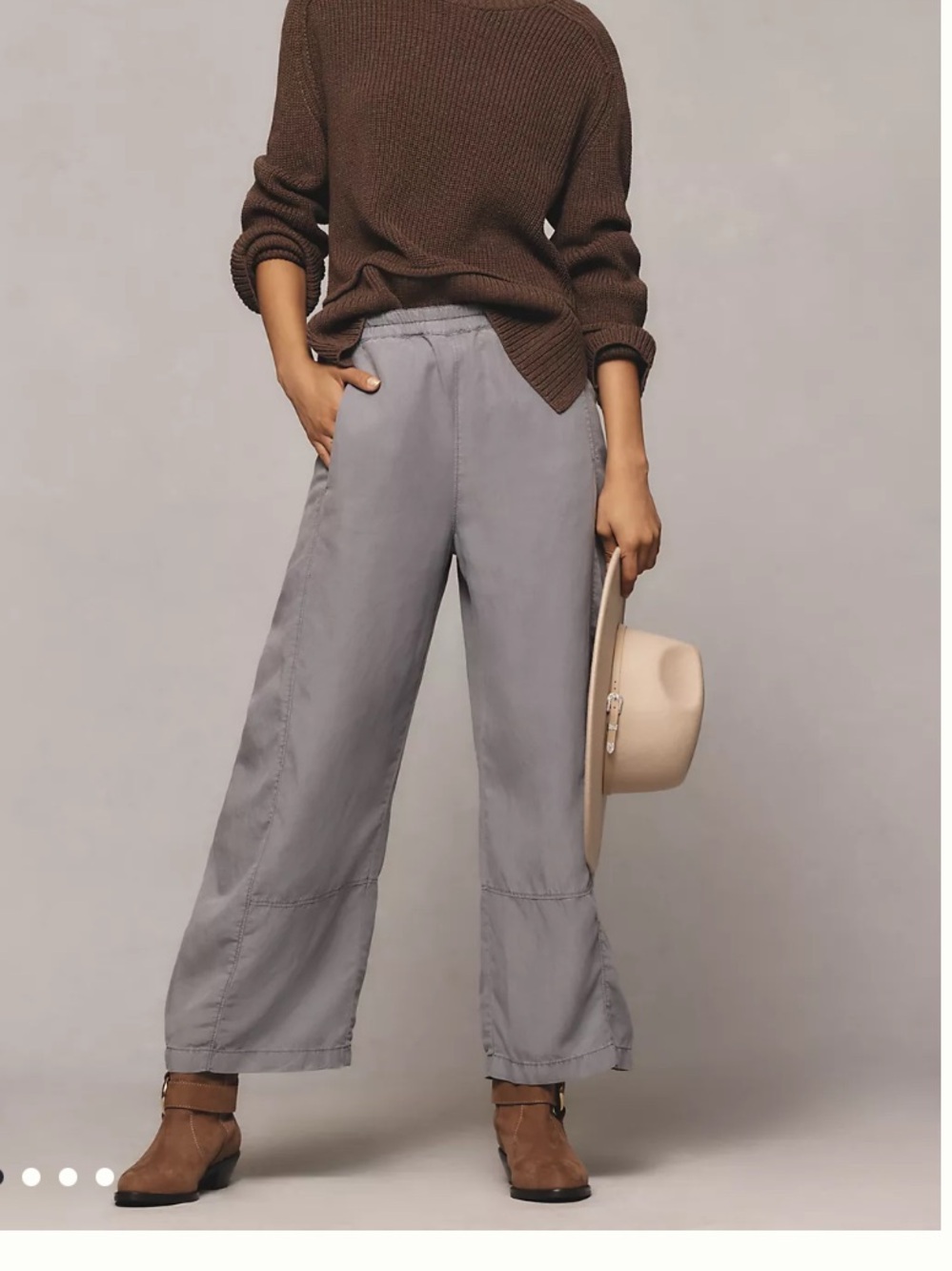 Pilcro Izzie Pull on Barrel Pants in Light Gray